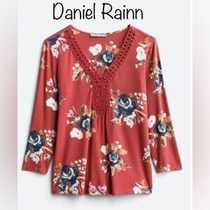 🔥NEW🔥 Daniel Rainn Elura V-Neck Lace Blouse in Mauve size Medium NWT